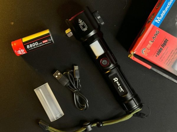 RuiLang RL-2210 Multifunctional Rechargeable Flashlight – 8800mAh Power Bank & 2KM Beam Range