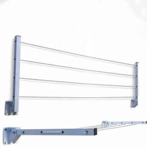 2-Piece Iron Clothes Drying Stand with 60 Meters Rope – Wall-Mounted & Durable