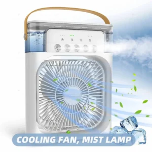 Portable Air Conditioner Fan – USB Electric Mini Cooler with LED Night Light & Humidifier